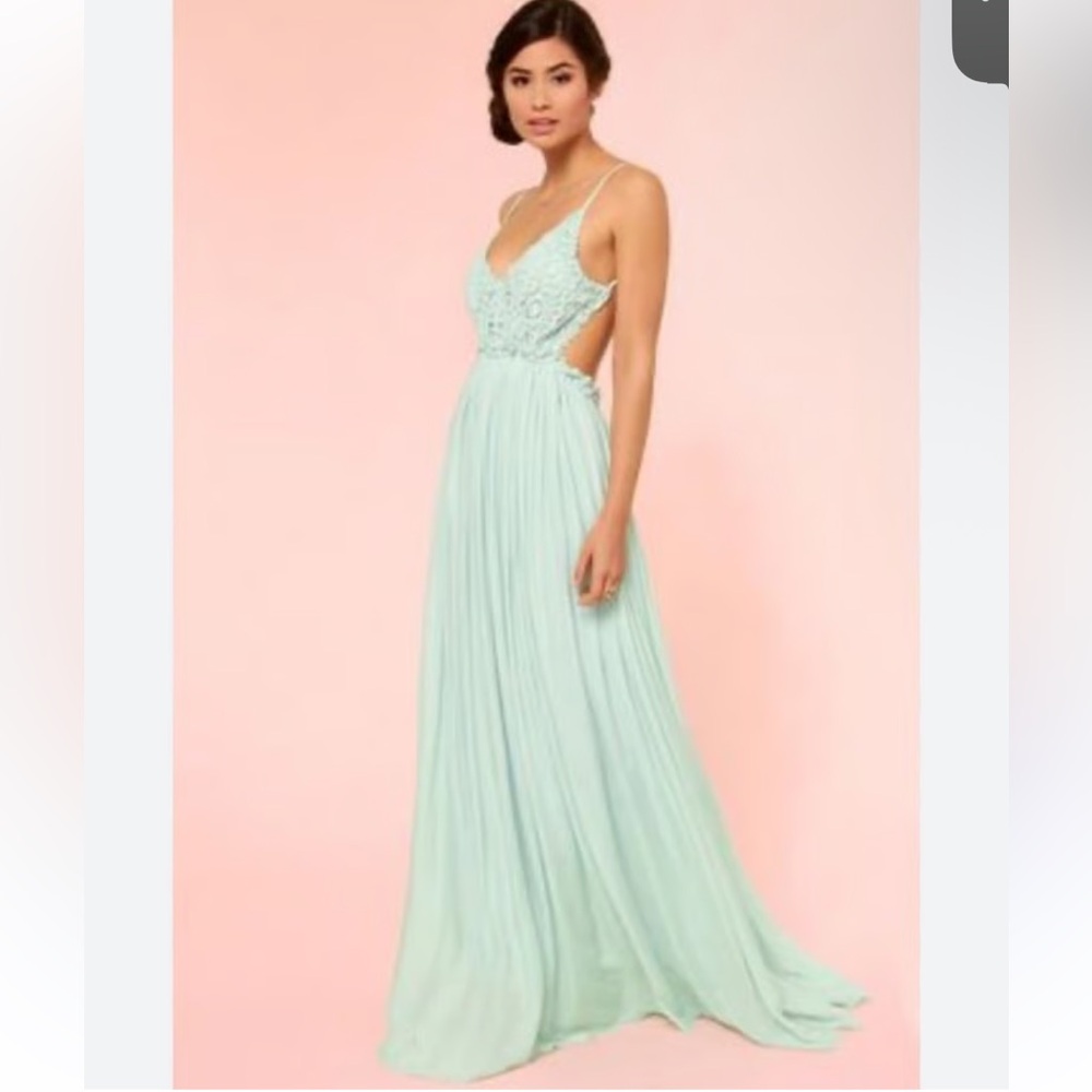 Latiste Mint Green Crochet Maxi Dress